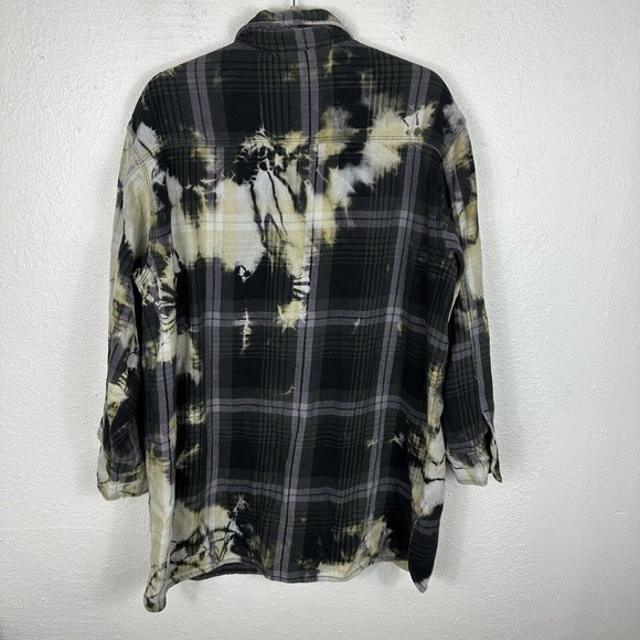 All Saints Lily Check Shacket Shirt Dress Flannel Size 8 Tie Dye Black - Picture 3 of 8